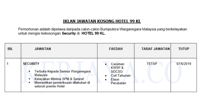 HOTEL 99 KL ~ Security