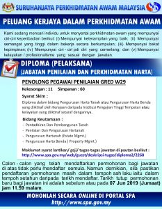 Iklan Jawatan Kosong Jabatan Penilaian dan Perkhidmatan Harta