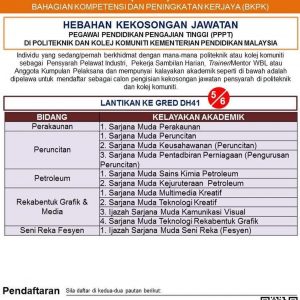 Iklan Jawatan Pegawai Pendidikan Pengajian Tinggi 2