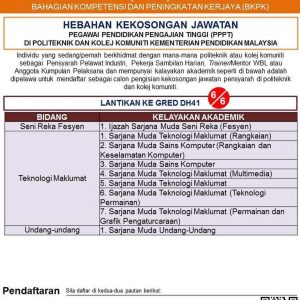 Iklan Jawatan Pegawai Pendidikan Pengajian Tinggi 2