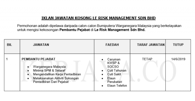 Le Risk Management ~ Pembantu Pejabat