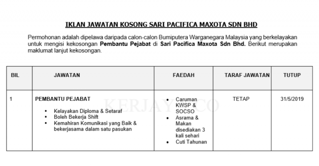 Sari Pacifica Maxota ~ Pembantu Pejabat