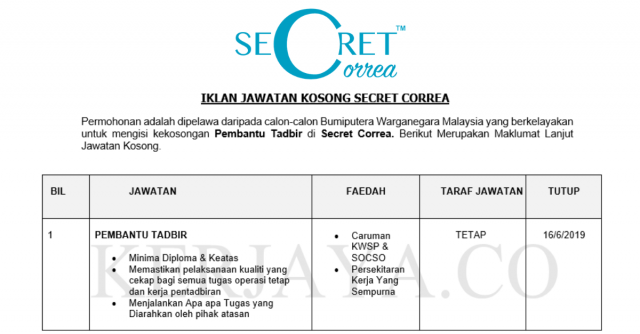 Secret Correa ~ Pembantu Tadbir