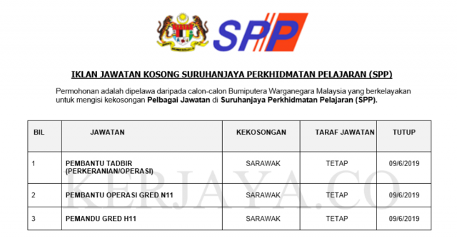 Suruhanjaya Perkhidmatan Pelajaran ~ Pembantu Tadbir, Pembantu Operasi & Pemandu
