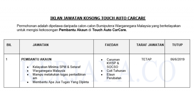 Touch Auto CarCare ~ Pembantu Akaun