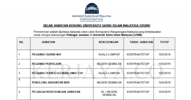 Universiti Sains Islam Malaysia (USIM) ~ Pegawai Tadbir, Pegawai Penyelidik, Penolong Pegawai Penerbitan & Pelbagai Jawatan Lain