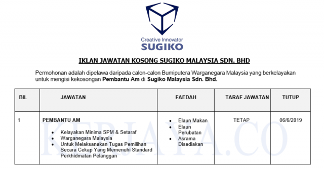 Sugiko Malaysia ~ Pembantu Am