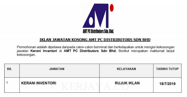 AMT PC Distributors ~ Kerani Pentadbiran