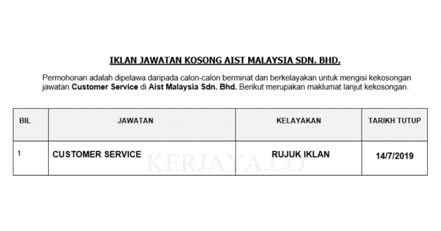 Aist Malaysia ~ Customer Service