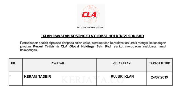 CLA Global Holdings ~ Kerani Tadbir