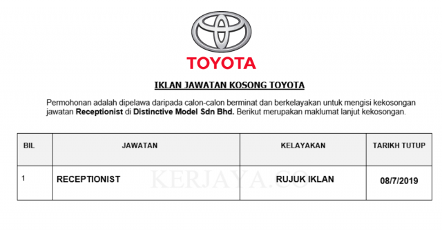 Receptionist Toyota