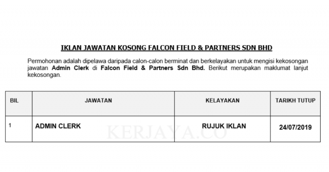 Falcon Field & Partners ~ Admin Clerk