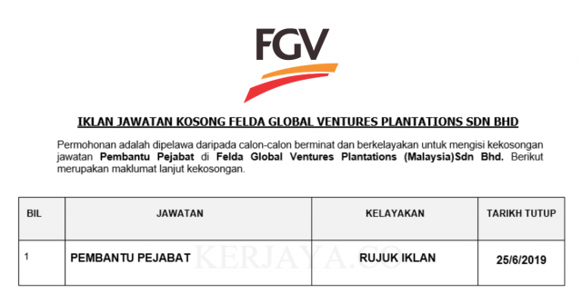 Pembantu Pejabat Felda Global Ventures (FGV)