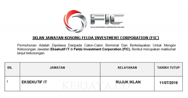 Felda Investment Corporation (FIC) ~ Eksekutif IT