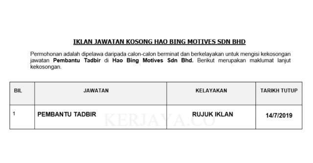 Hao Bing Motives ~ Pembantu Tadbir
