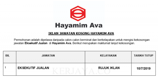 Hayamim Ava ~ Eksekutif Jualan