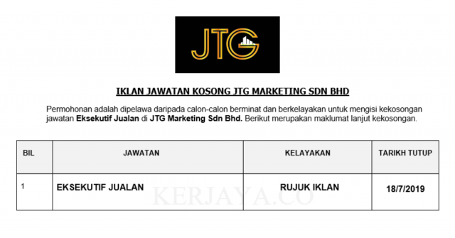 JTG Marketing ~ Eksekutif Jualan