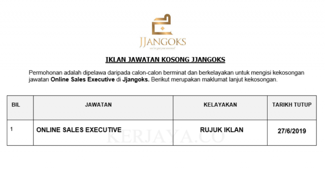 Jjangoks ~ Online Sales Executive