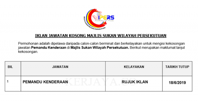 Majlis Sukan Wilayah Persekutuan ~ Pemandu Kenderaan