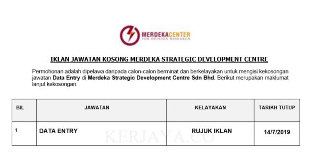 Merdeka Strategic Development Centre ~ Data Entry