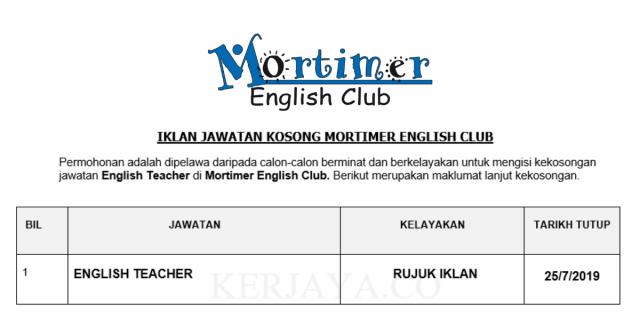 Mortimer English Club ~ English Teacher