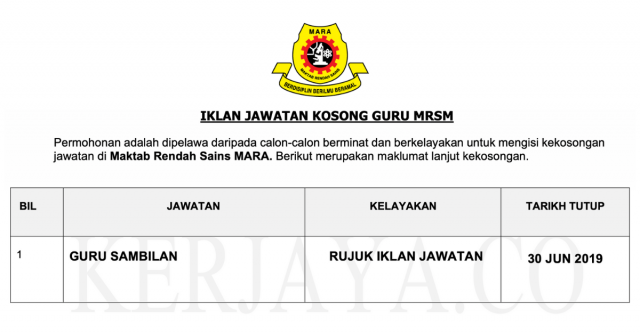 Guru MRSM Mara / Maktab Rendah Sains MARA
