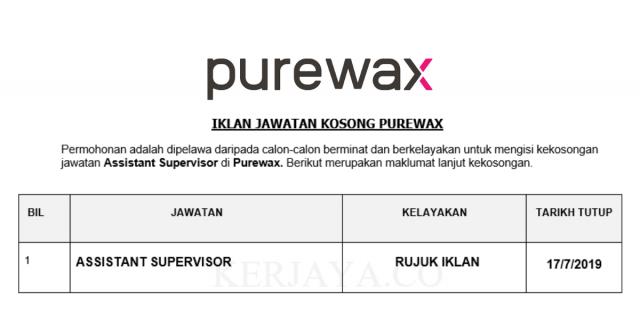 Purewax ~ Assistant Supervisor