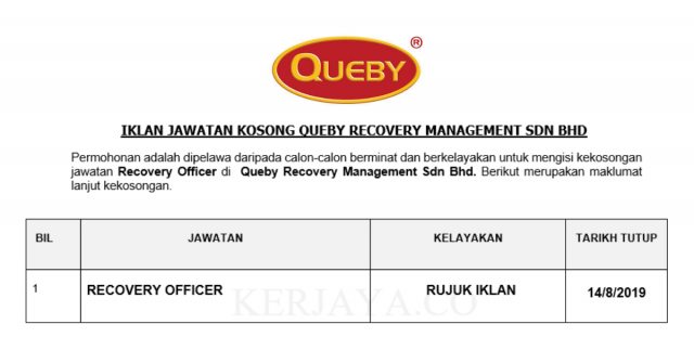 Queby Recovery Management ~ Recovery Officer