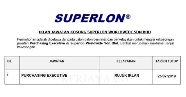 Superlon Worldwide ~ Purchasing Executive