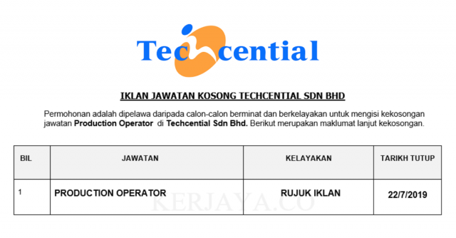 Techcential ~ Production Operator