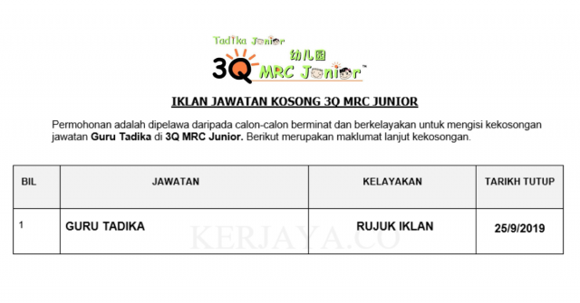 3Q MRC Junior ~ Guru Tadika