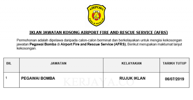 Airport Fire and Rescue Service (AFRS) ~ Pegawai Bomba