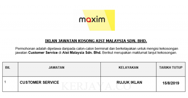 Aist Malaysia ~ Customer Service
