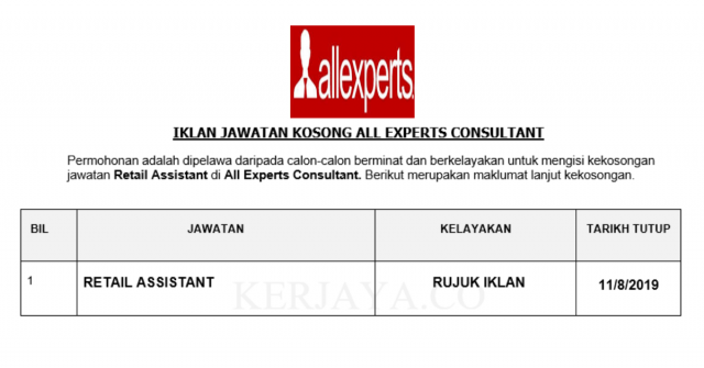 All Experts Consultant ~ Retail Assistant