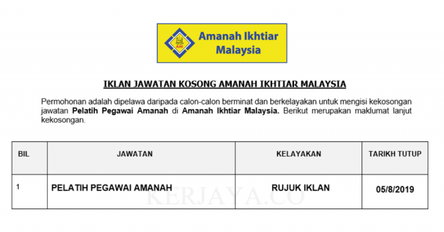 Amanah Ikhtiar Malaysia ~ Pelatih Pegawai Amanah