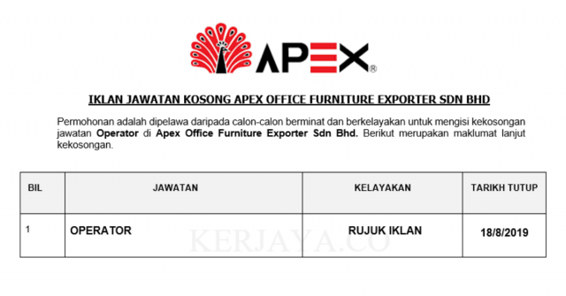 Apex Office Furniture Exporter ~ Operator