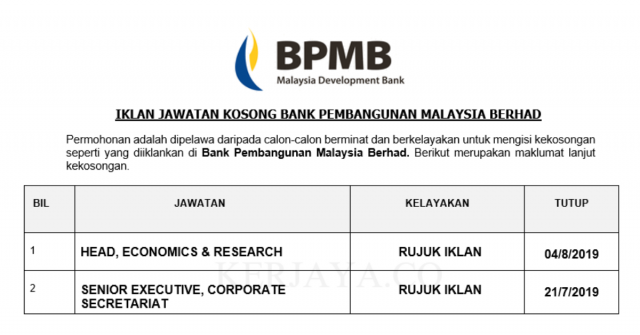 Bank Pembangunan Malaysia Berhad ~ Head, Economics & Research & Executive