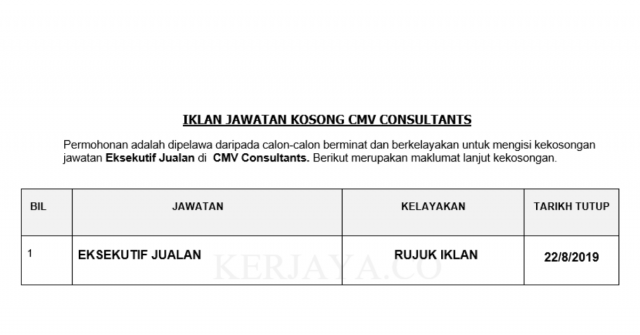 CMV Consultants ~ Sales Executive