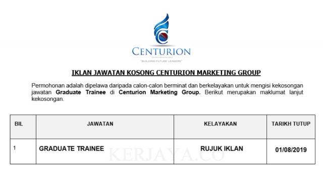 Centurion Marketing Group ~ Graduate Trainee