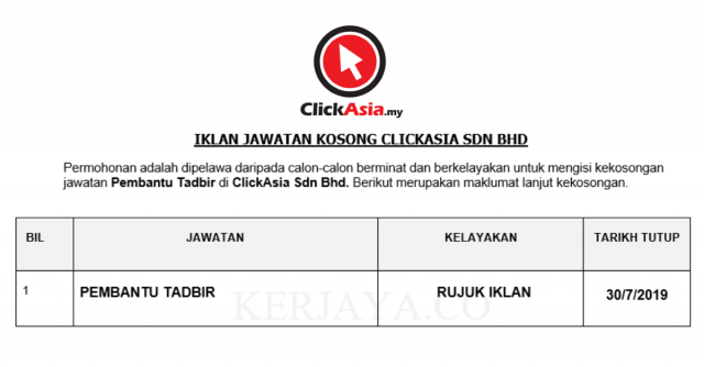 ClickAsia ~ Pembantu Tadbir