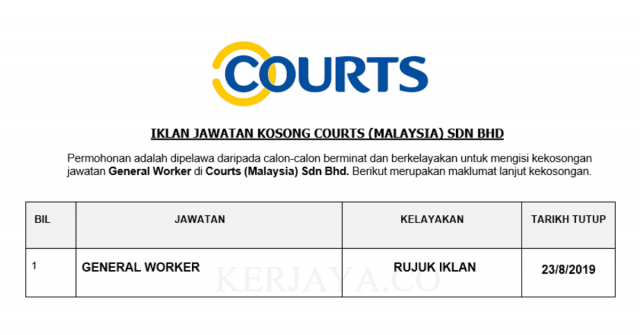 Courts ~ General Worker