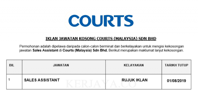Courts ~ Sales Assistant
