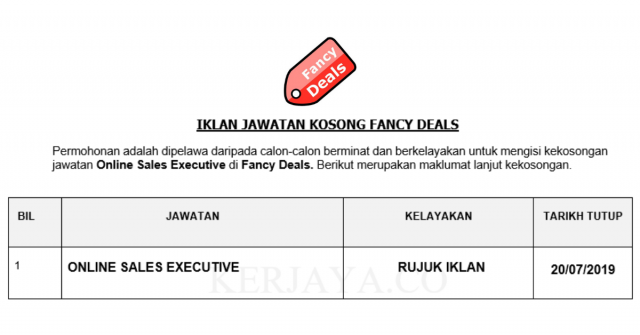 Fancy Deals ~ Online Sales Executive