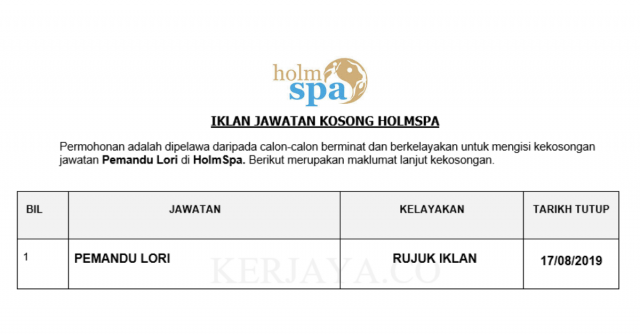 HolmSpa ~ Pemandu Lori