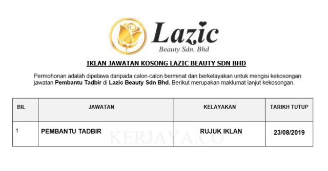 Lazic Beauty ~ Pembantu Tadbir
