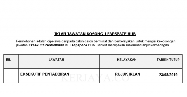 Leapspace Hub ~ Eksekutif Pentadbiran