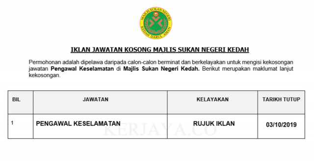 Majlis Sukan Negeri Kedah ~ Pengawal Keselamatan