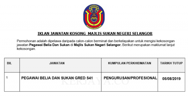 Majlis Sukan Negeri Selangor ~ Pegawai Belia & Sukan