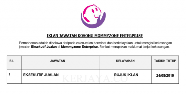 Mommyzone Enterprise ~ Eksekutif Jualan