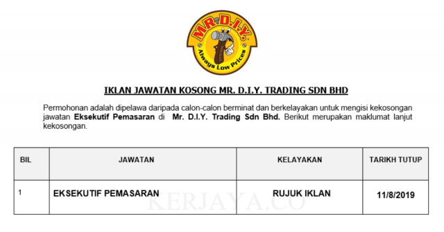Mr. D.I.Y. Trading ~ Eksekutif Pemasaran